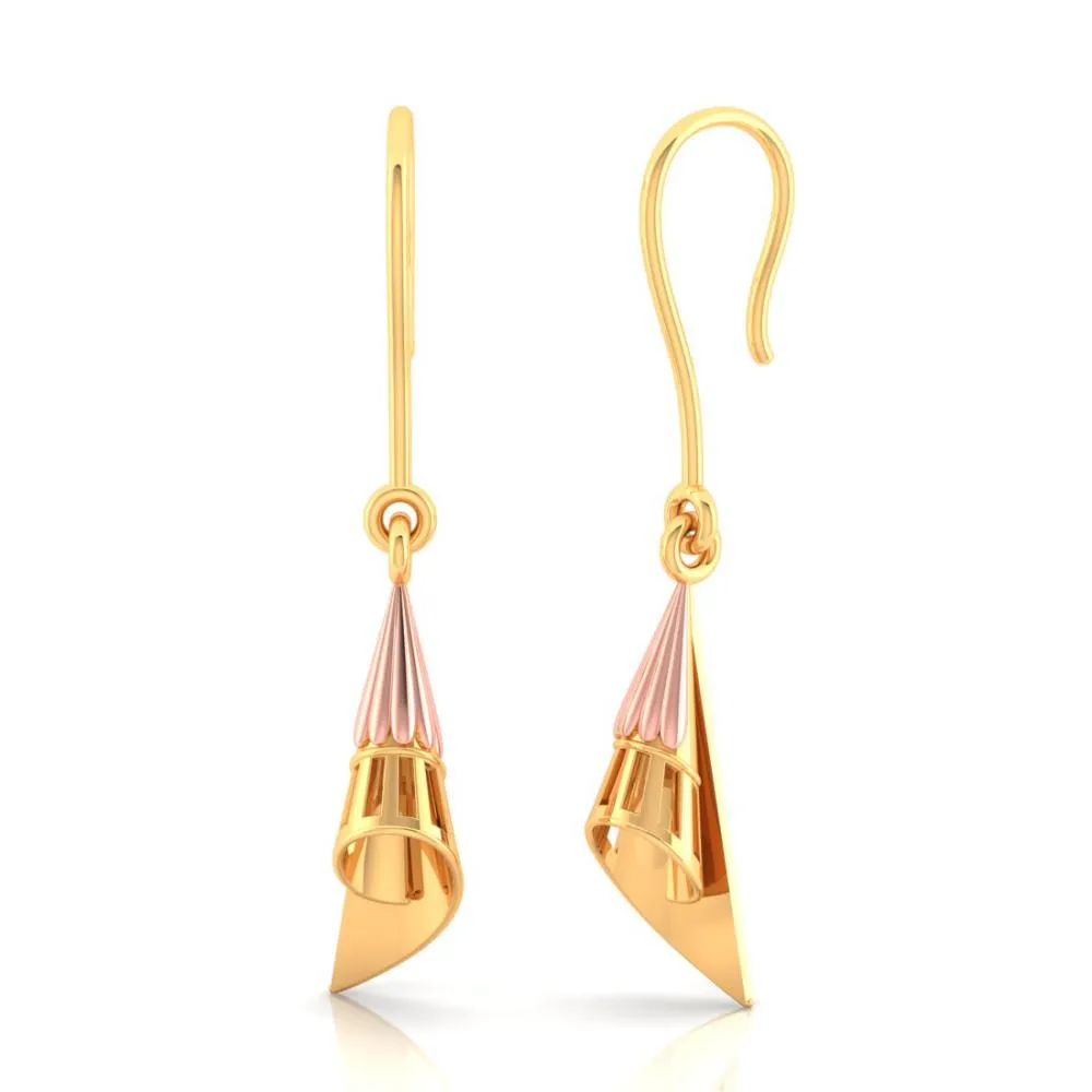 18k Gold Conical Earrings With A Hint Of Yellow Gold