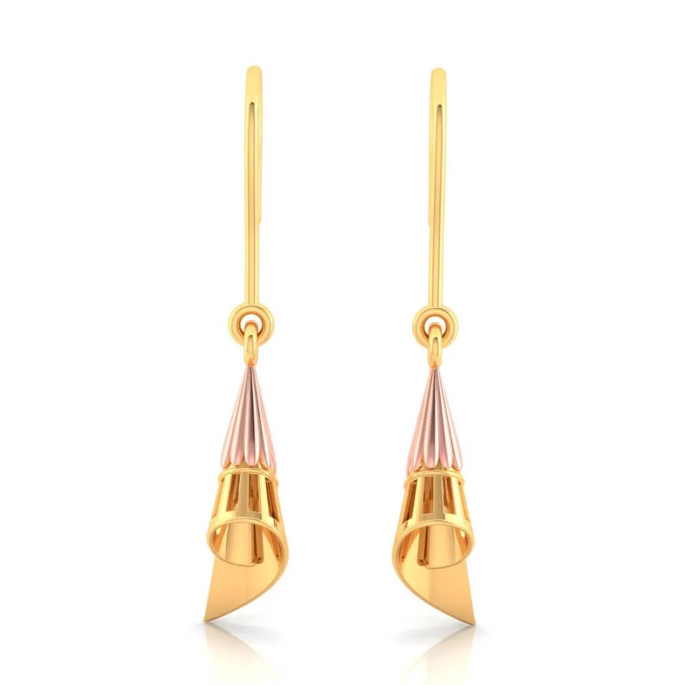 18k Gold Conical Earrings With A Hint Of Yellow Gold