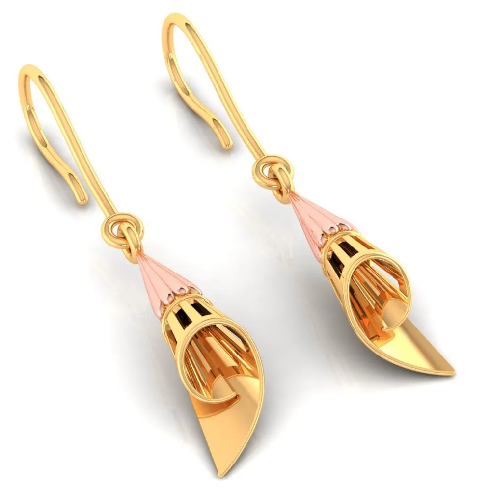 18k Gold Conical Earrings With A Hint Of Yellow Gold