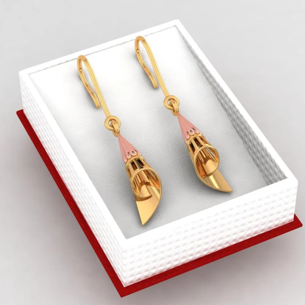 18k Gold Conical Earrings With A Hint Of Yellow Gold