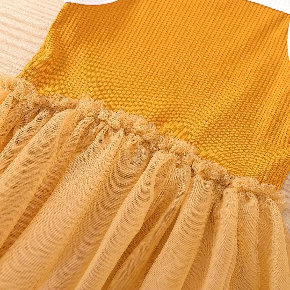 2021 Summer Girls' Knitted Suspender Mesh Stitched Princess Fluffy Skirt