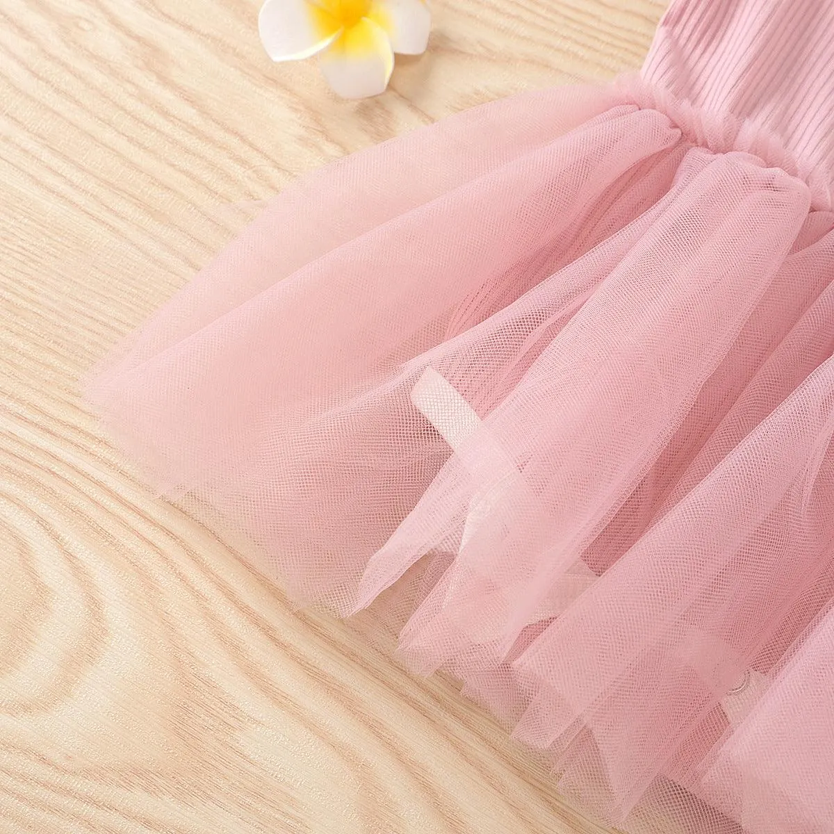 2021 Summer Girls' Knitted Suspender Mesh Stitched Princess Fluffy Skirt