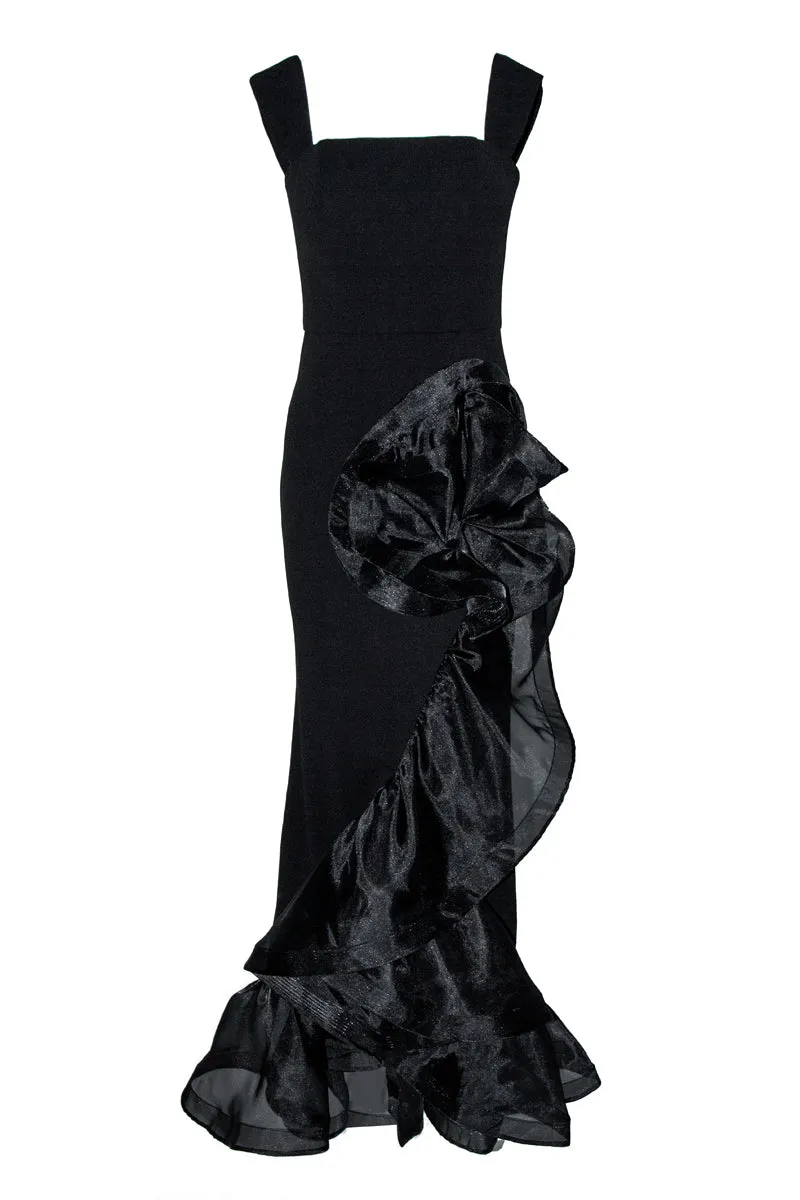 ALEXIS RUFFLE FISHTAIL HI-LOW GOWN