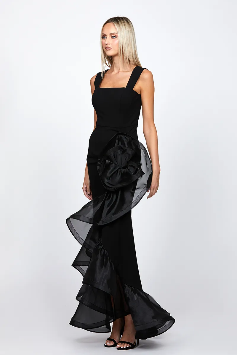 ALEXIS RUFFLE FISHTAIL HI-LOW GOWN