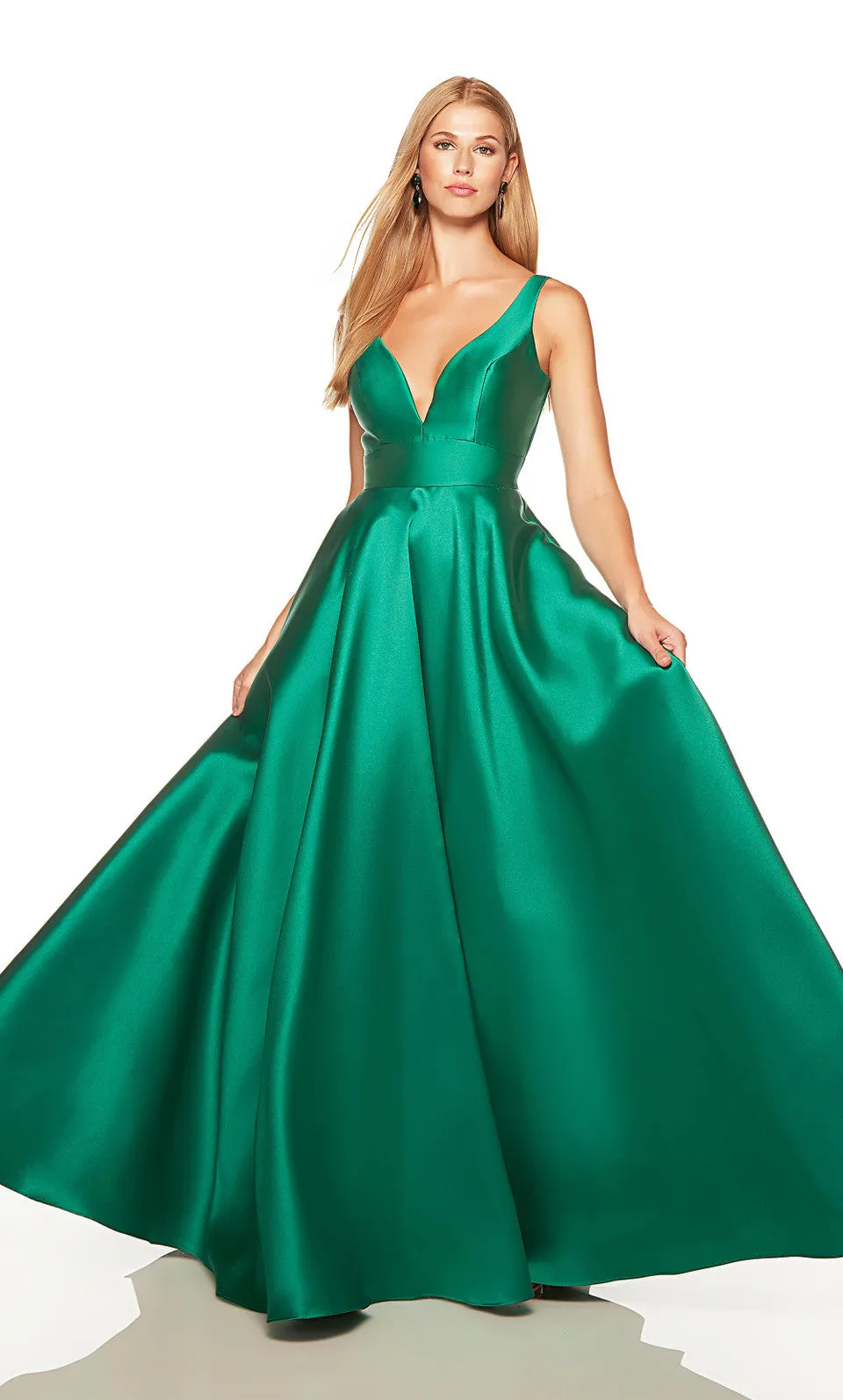 ALYCE PARIS 1757 Elegant Mikado A-Line Dress with Pockets - Royal Blue, Pine Green or Burgundy