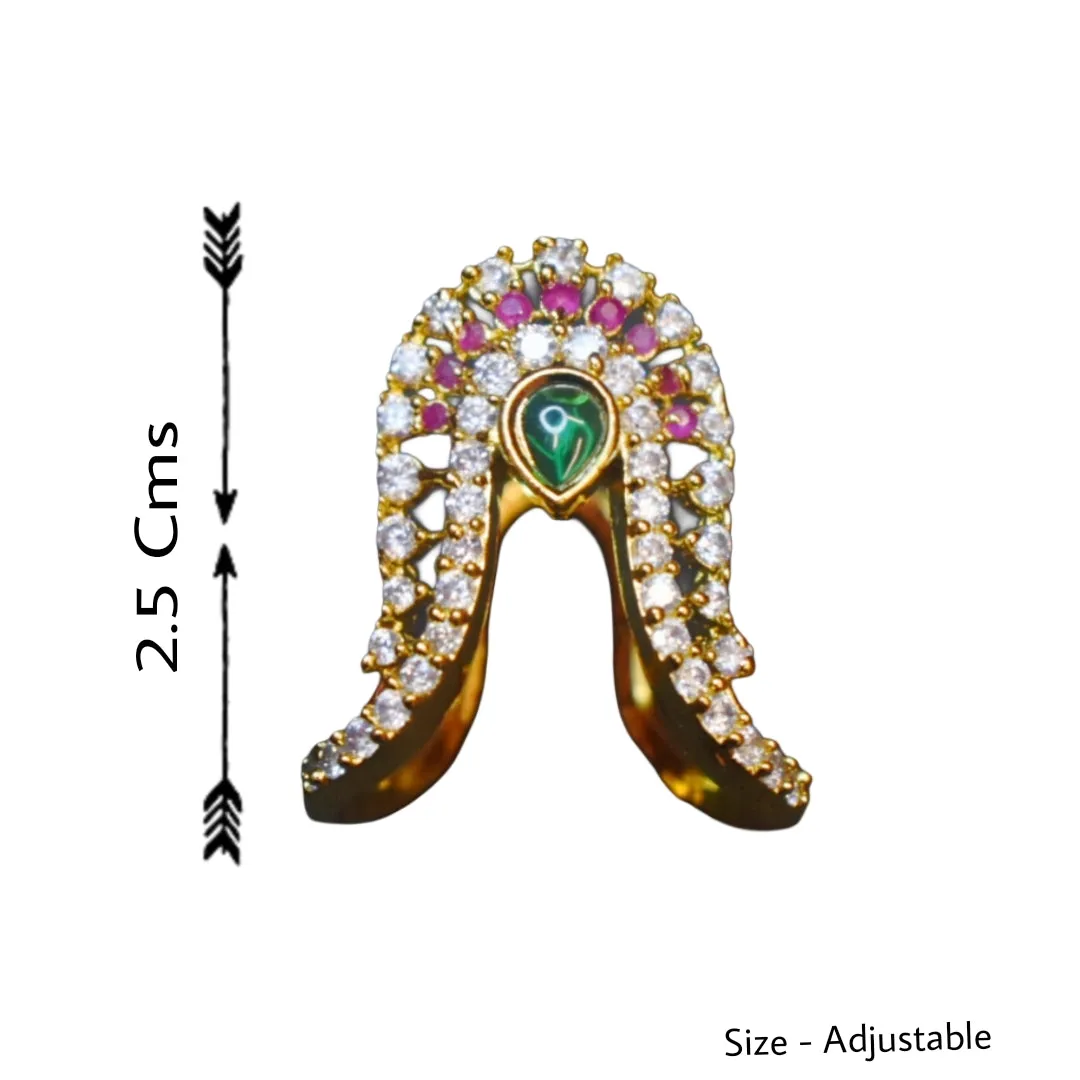 Asp Multi-Colored CZ Gold-Plated Vanki Finger Ring