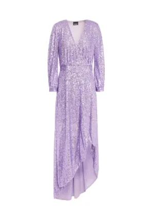 ASYMMETRIC SEQUINED WRAP GOWN