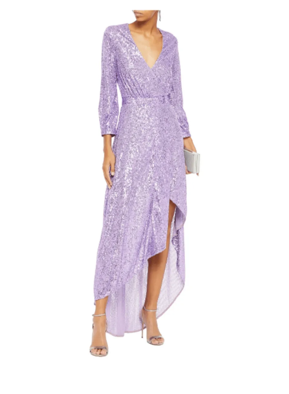 ASYMMETRIC SEQUINED WRAP GOWN