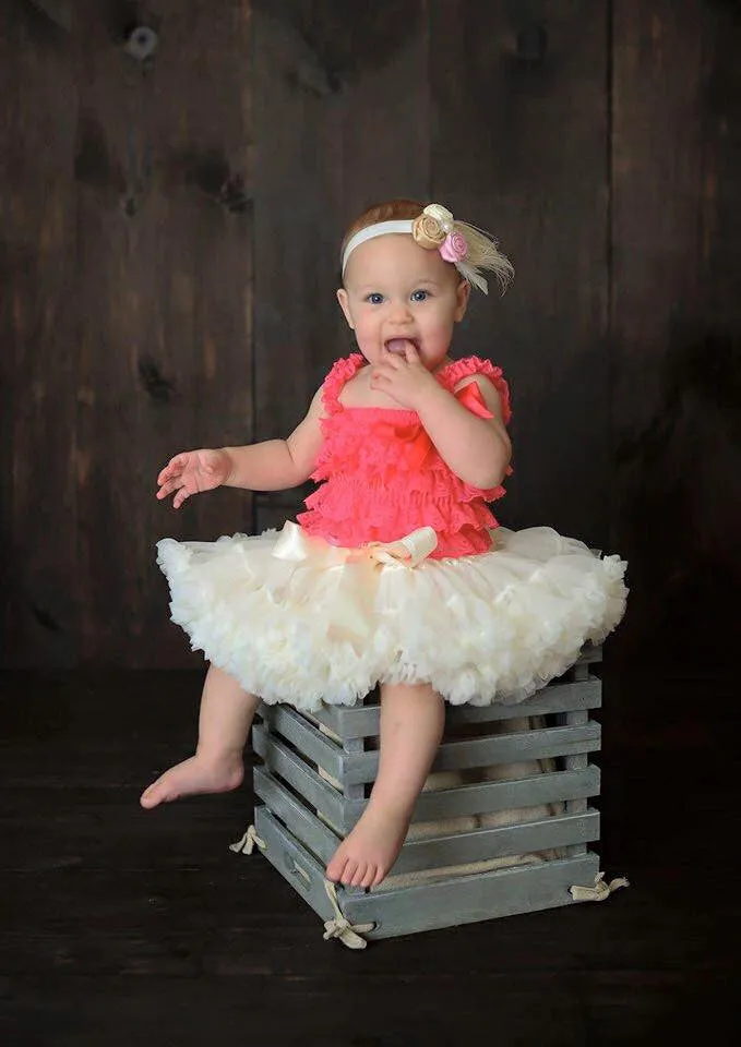 Baby Smash Cake Tutu Set with Headband, Baby Petticoat and Lace Romper