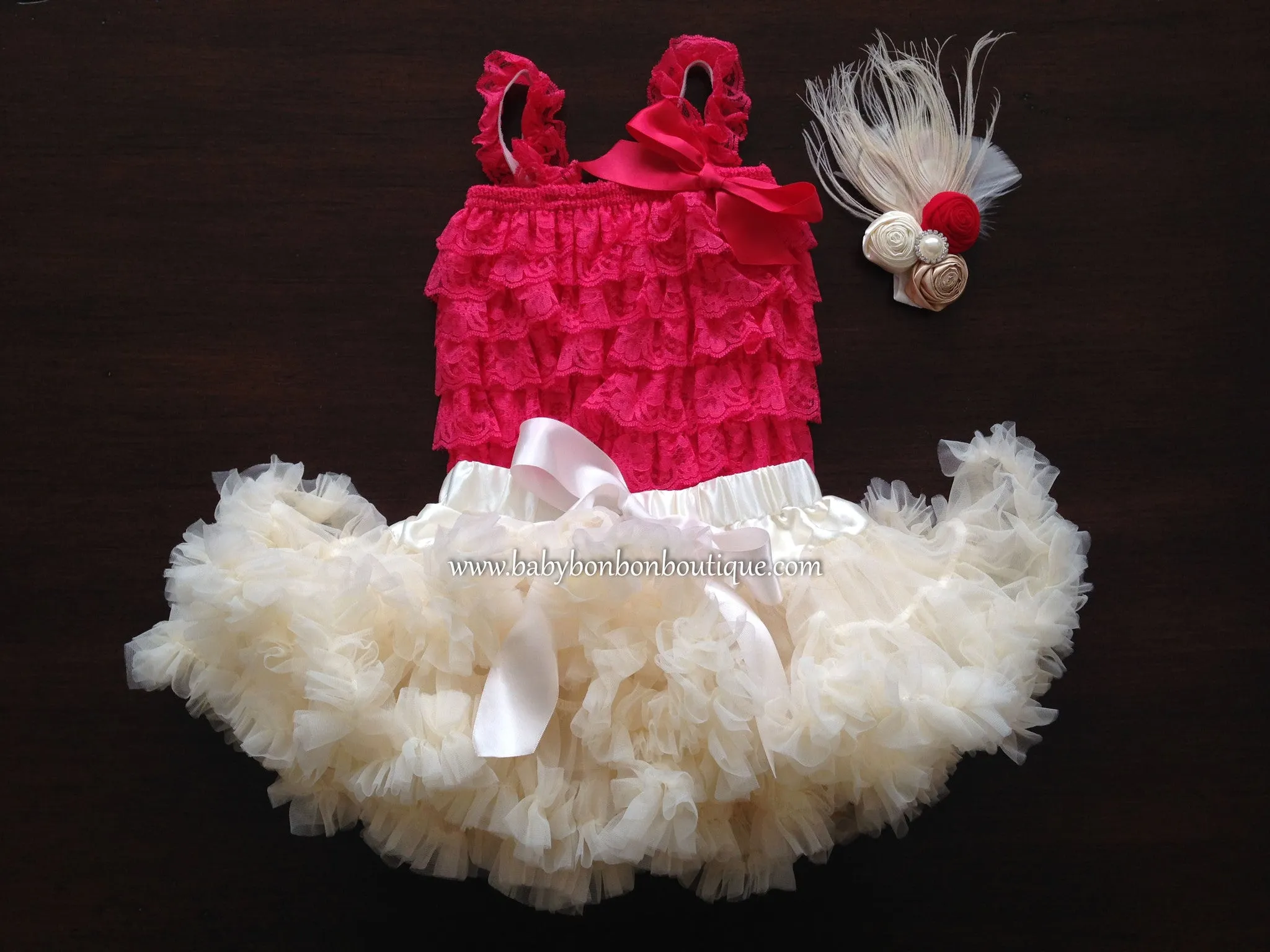 Baby Smash Cake Tutu Set with Headband, Baby Petticoat and Lace Romper