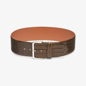 Beebe Belt - Embossed Croc :: Deep Moss