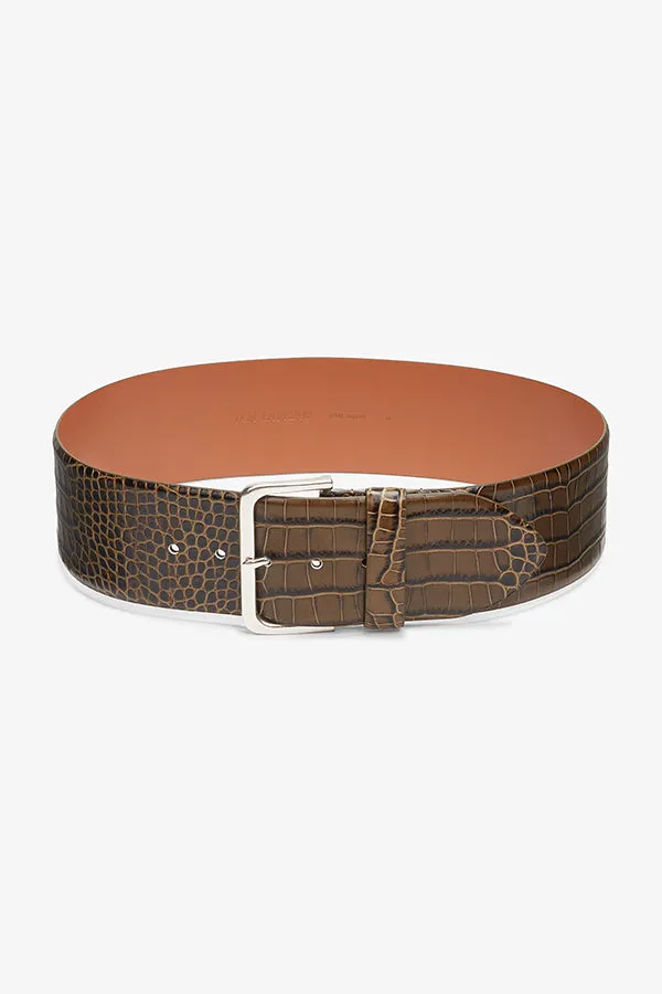 Beebe Belt - Embossed Croc :: Deep Moss