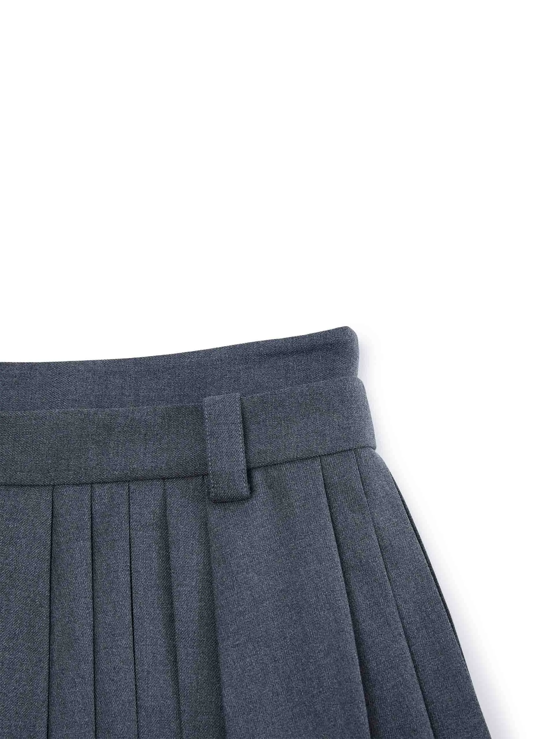 Belt Pleated Mini Skirt