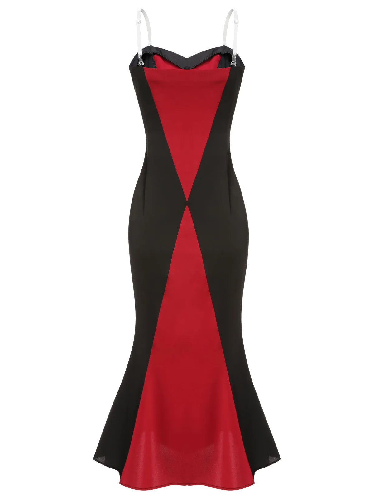 Black & Red 1930s Halloween Fishtail Strap Dress