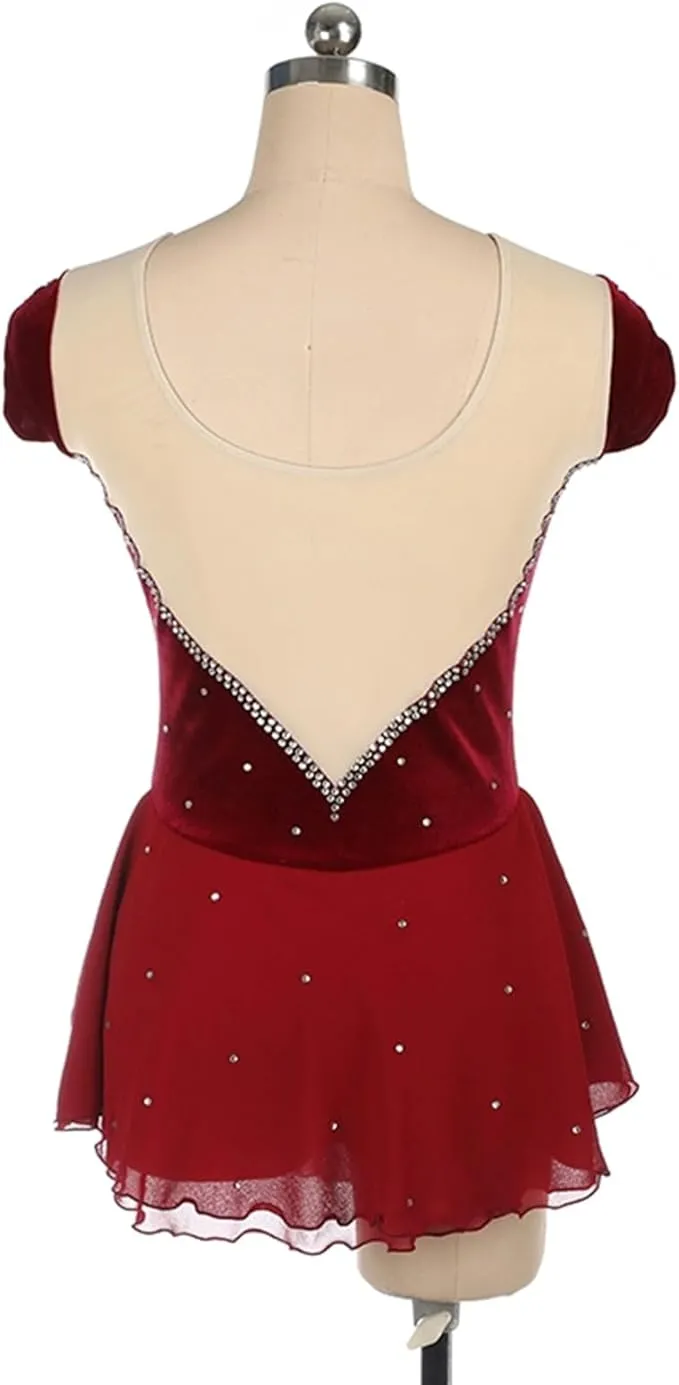 Boutique Step Up Figure Skating Dress Elegant Red Velvet