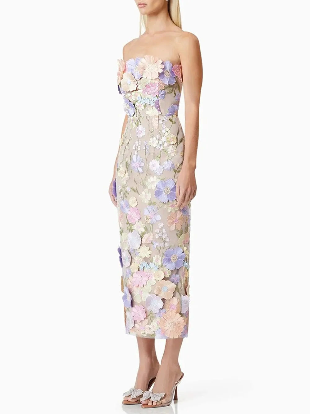 Calysta Appliques Sleeveless Midi Dress