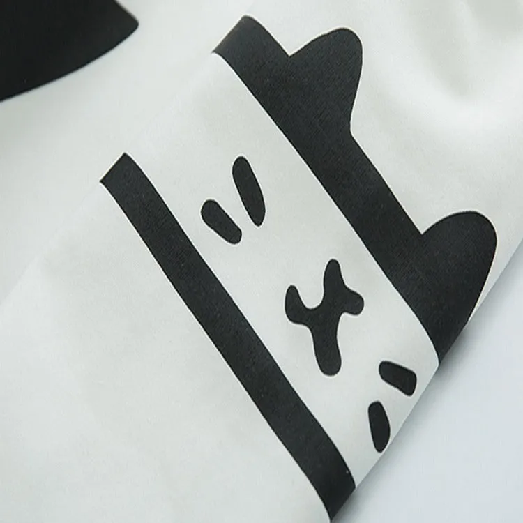 Cat Ear Paw Drawstring Letter Hoodie