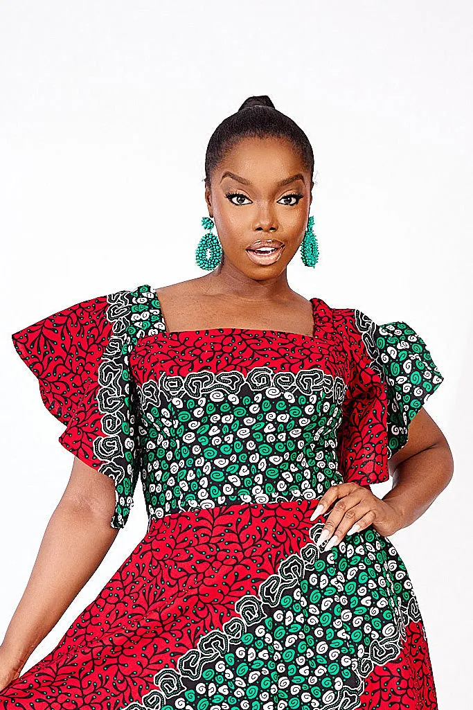 CHIZI AFRICAN PRINT MIDI DRESS