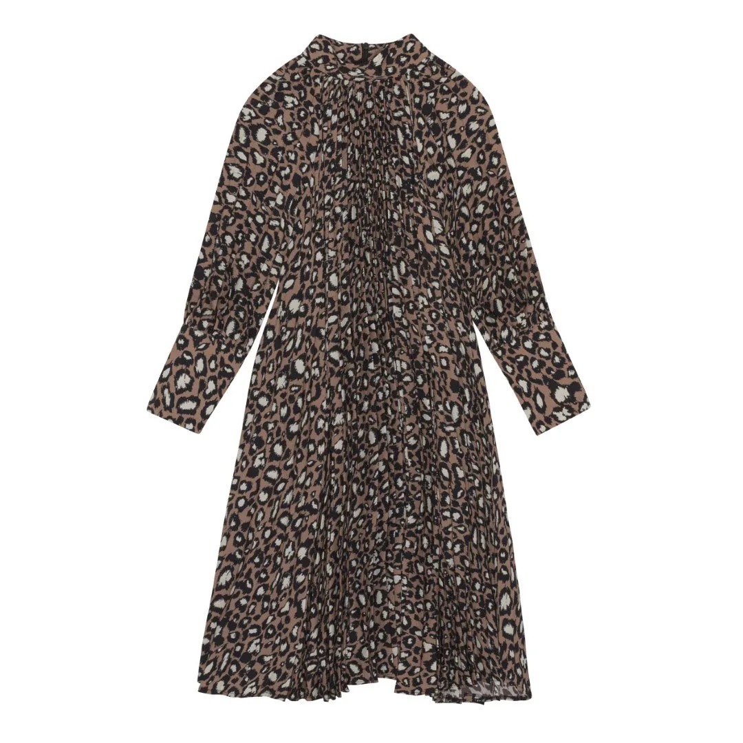 CHRISTINA ROHDE LEOPARD PLEATED DRESS