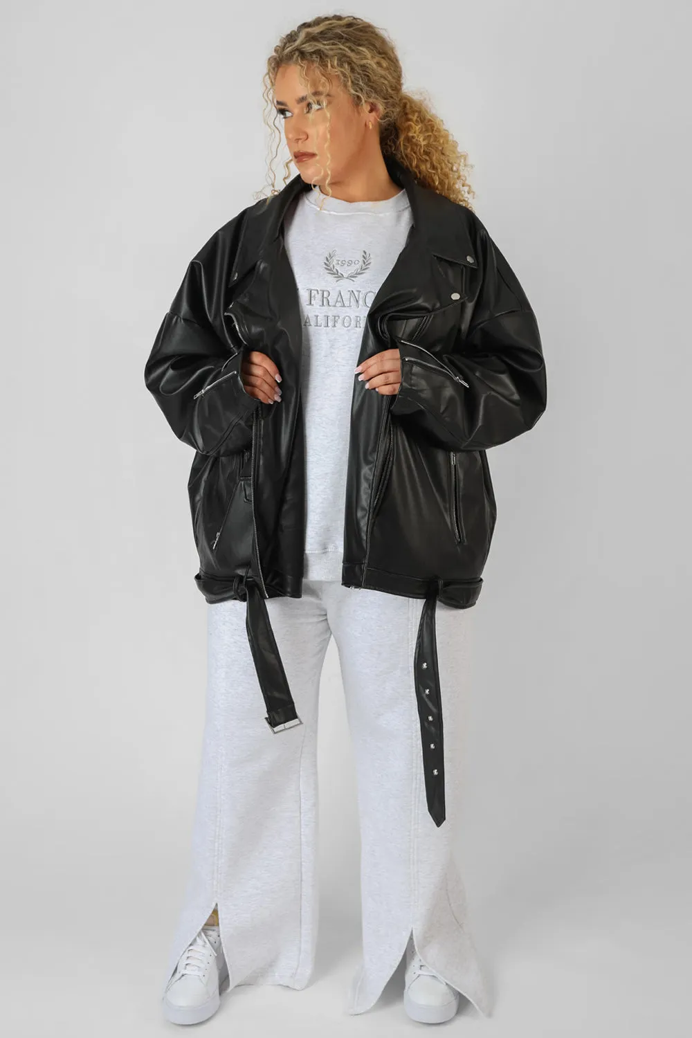 Curve Pu Oversized Biker Jacket