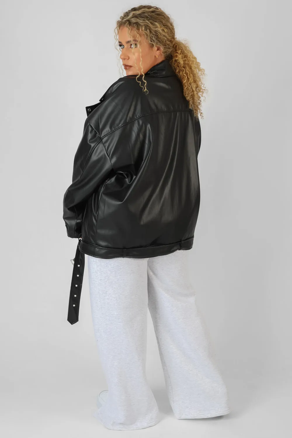 Curve Pu Oversized Biker Jacket