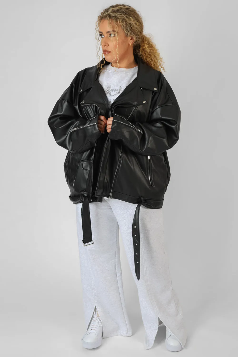 Curve Pu Oversized Biker Jacket