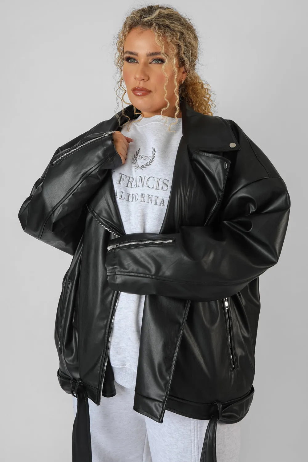 Curve Pu Oversized Biker Jacket