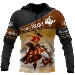 Custom Name Rodeo Hoodie Bronc Riding Horse Hoodie, Gift For Horse Lovers