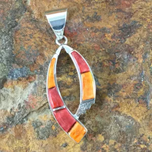 David Rosales Desert Fire Inlaid Sterling Silver Pendant -- Cobble