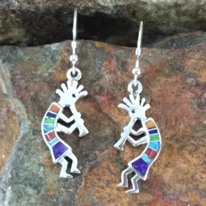 David Rosales Indian Summer Inlaid Sterling Silver Earrings Kokopelli