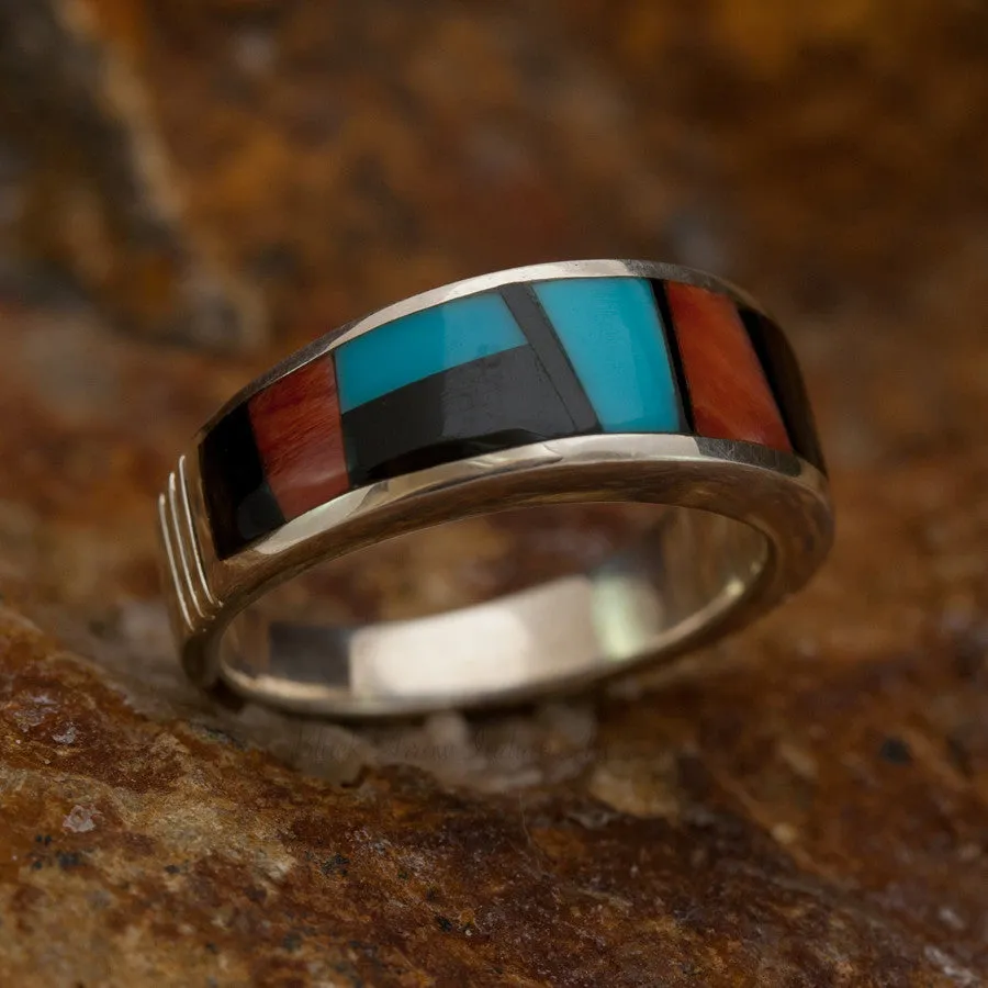 David Rosales Red Canyon Inlaid Sterling Silver Ring