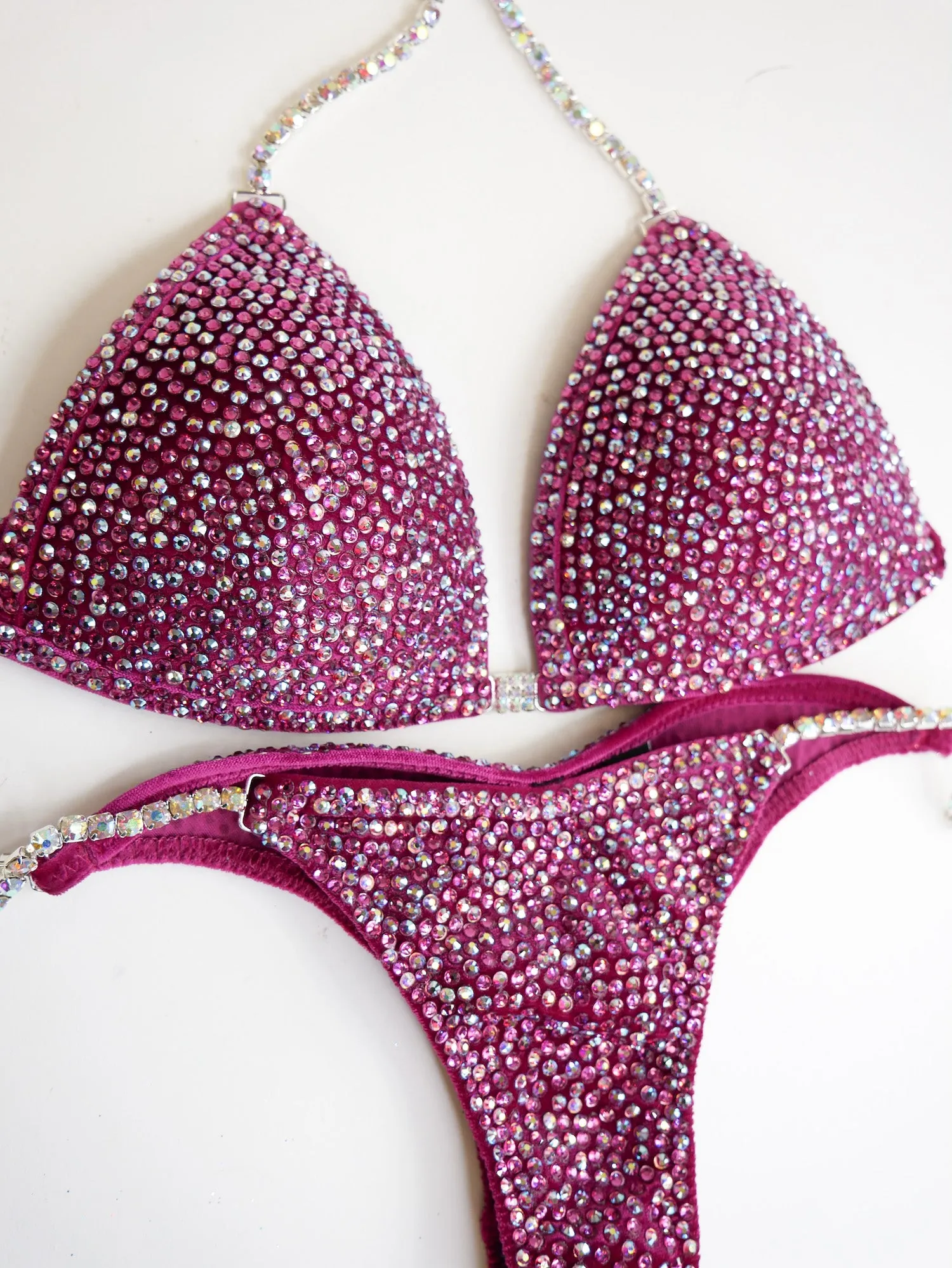 Deep Pink Velvet Bikini Suit