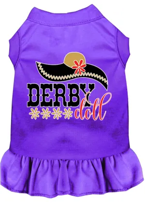 Derby Doll Screen Print Dog Dress Purple Xl (16)