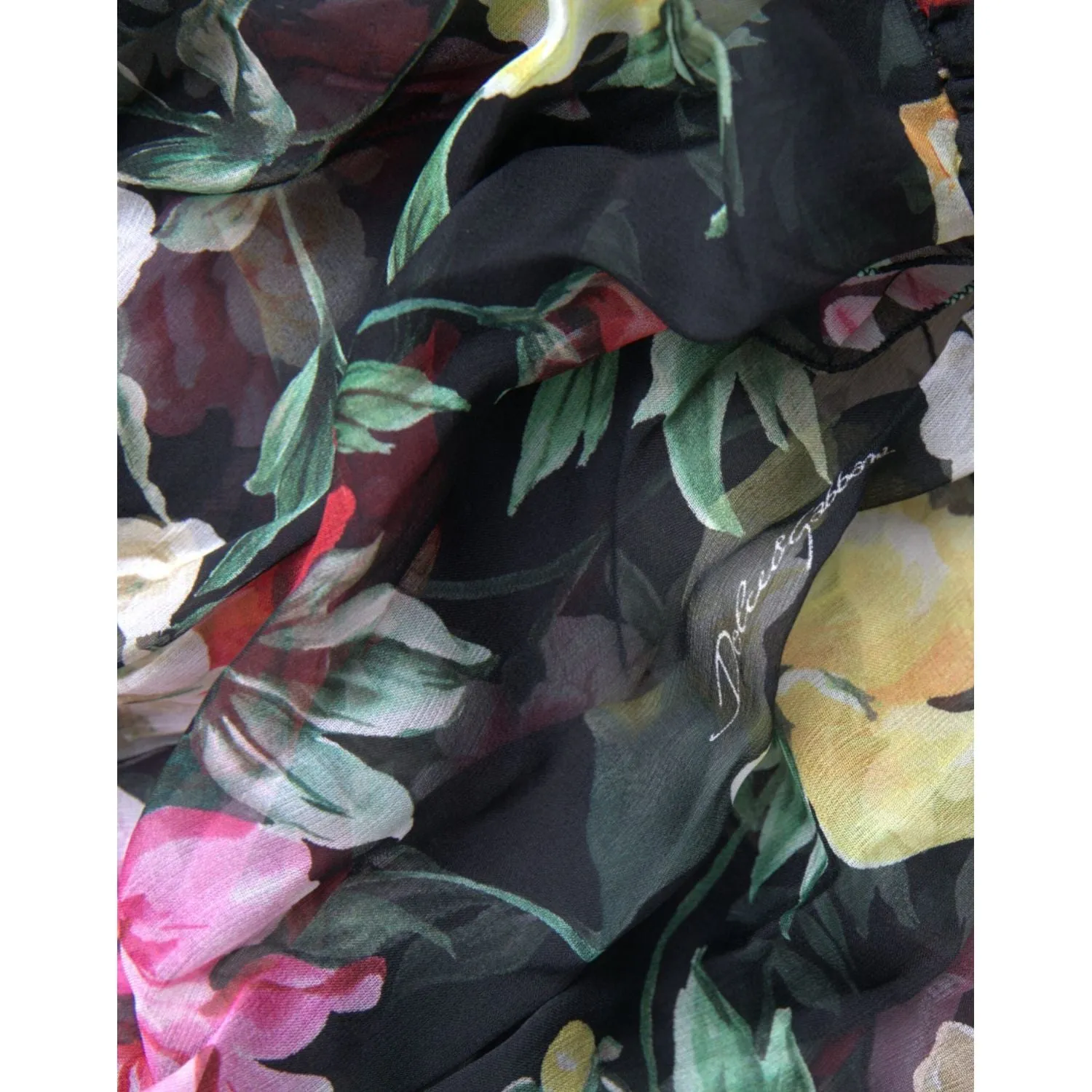 Dolce & Gabbana Black Floral Silk A-line Sleeveless Dress