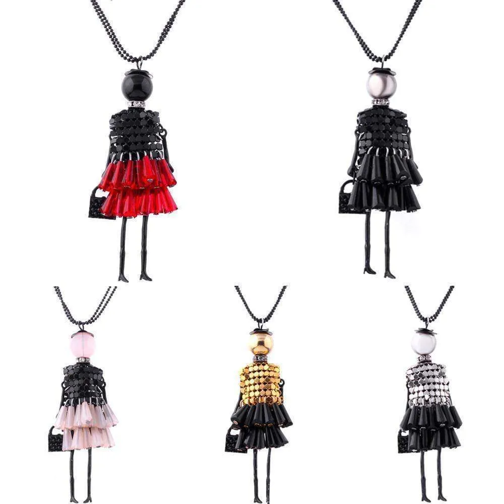 Doll Pendant, Dress Doll Necklaces