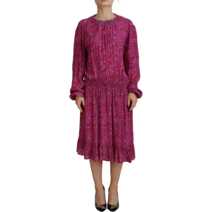 Dsquared² Fuchsia Stars Embellished Long Sleeves Dress