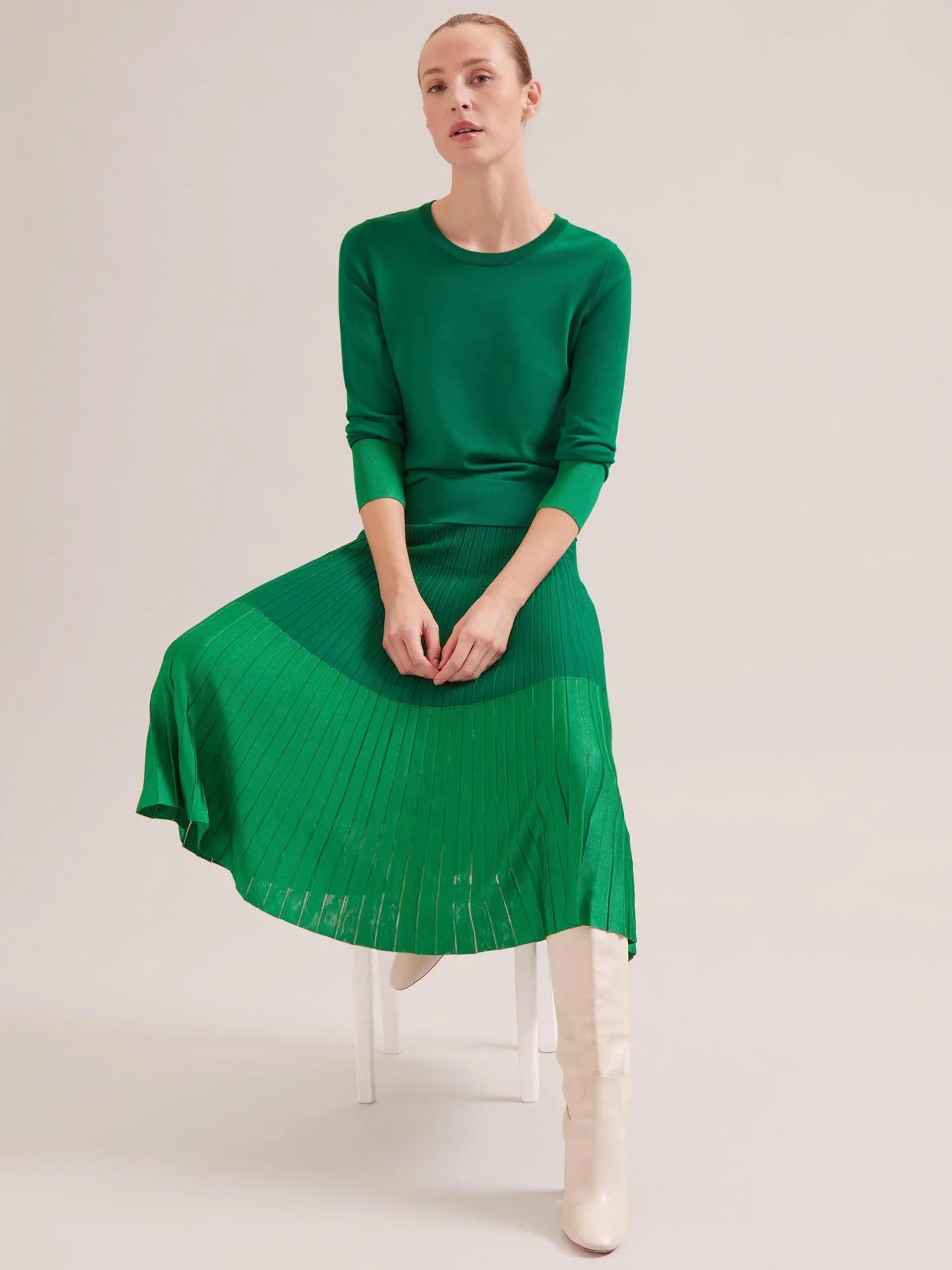 Emerald green Colette contrast hem skirt