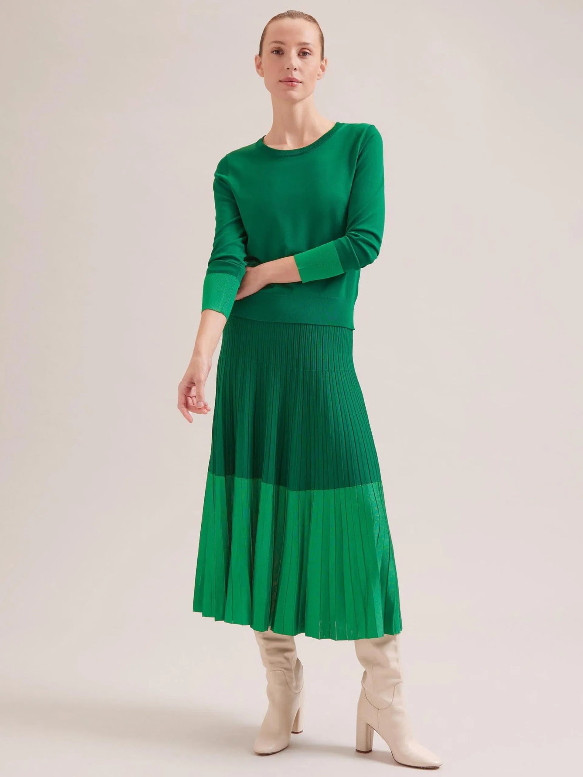 Emerald green Colette contrast hem skirt