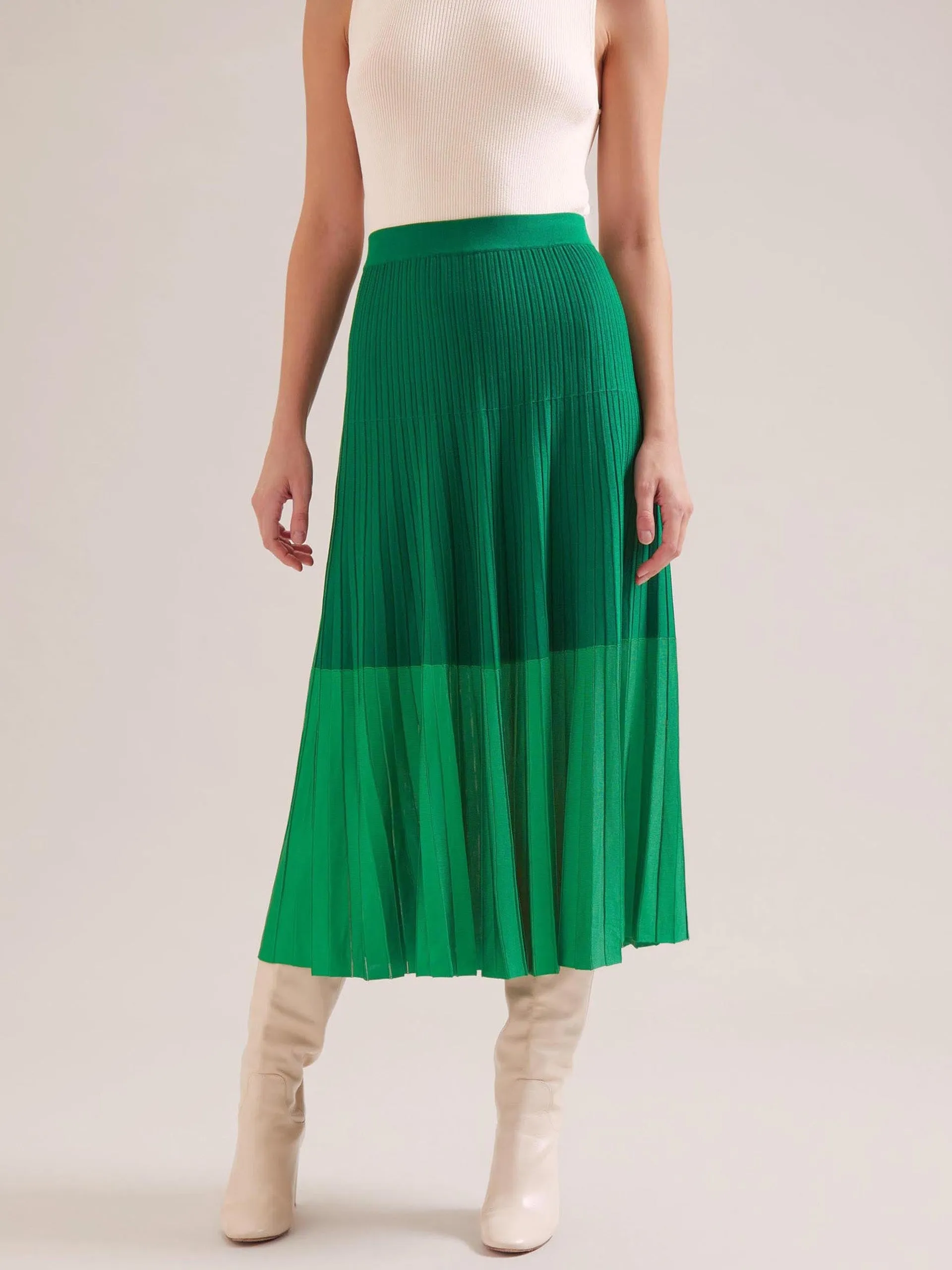 Emerald green Colette contrast hem skirt