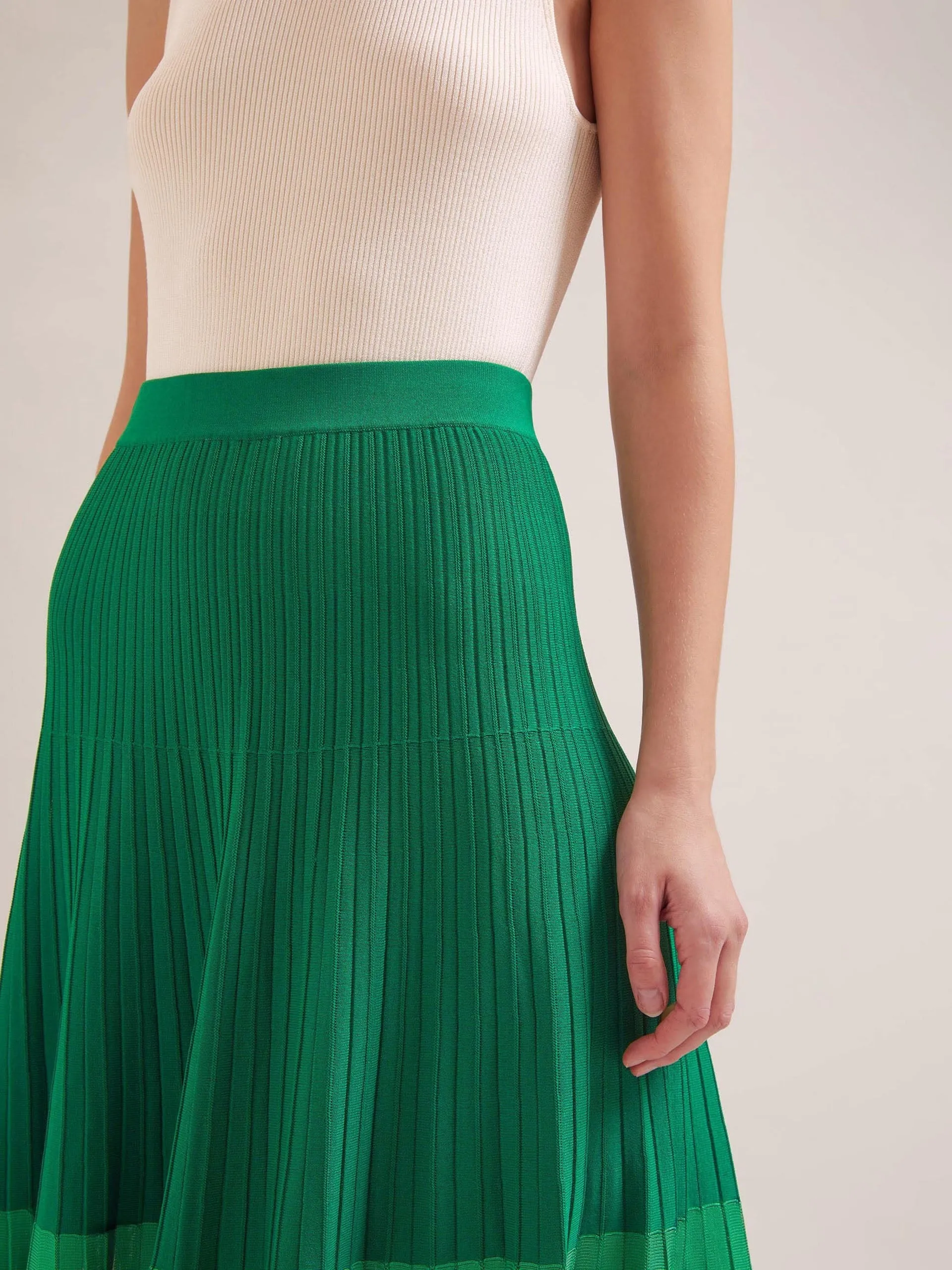 Emerald green Colette contrast hem skirt