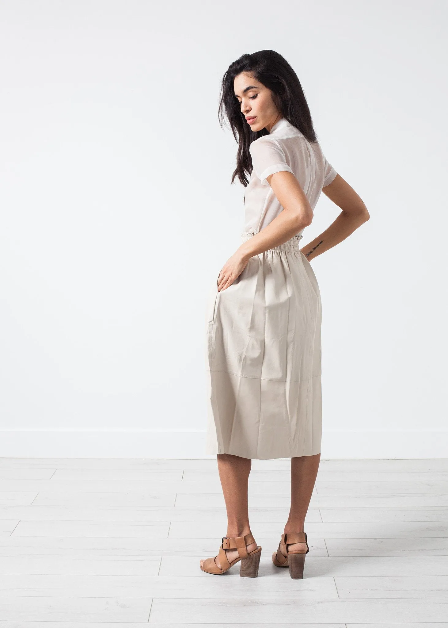 Eulera Leather Skirt in Cream