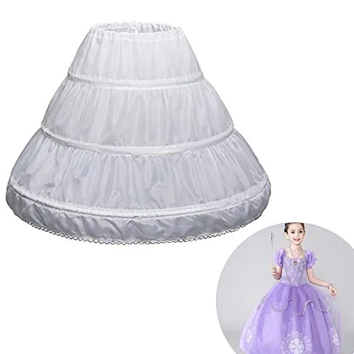 Fancydresswale Girls' 1 2 3 Hoops Petticoat Full Slips Flower Girls Crinoline Cancan Skirts for Ball Gowns 1-12 Year Old