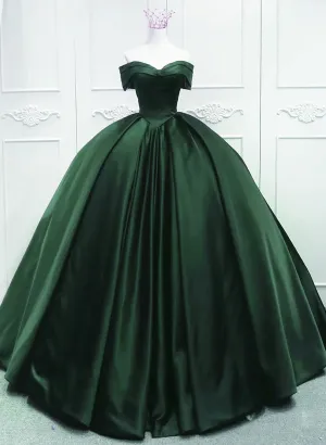 Gorgeous Ball Gown Green Satin Quinceanera Dress, Green Sweetheart Formal Dress