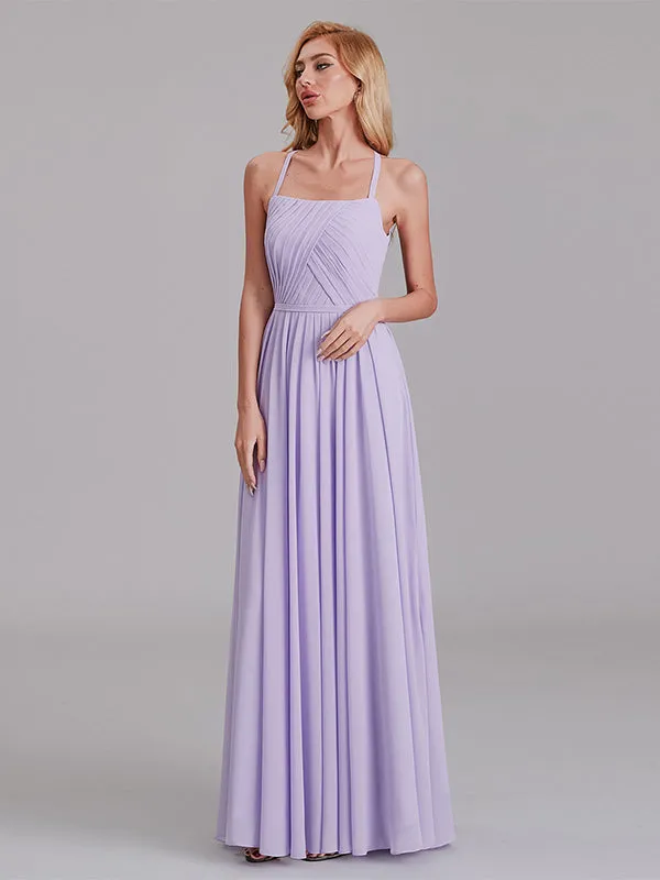 Gorgeous Halter Pleated Chiffon Long Bridesmaid Dress