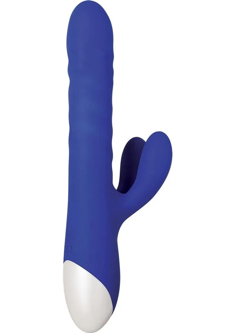 Grand Slam Thrusting and Twirling Rechargeable Silicone Vibrator with Clitoral Stimulator