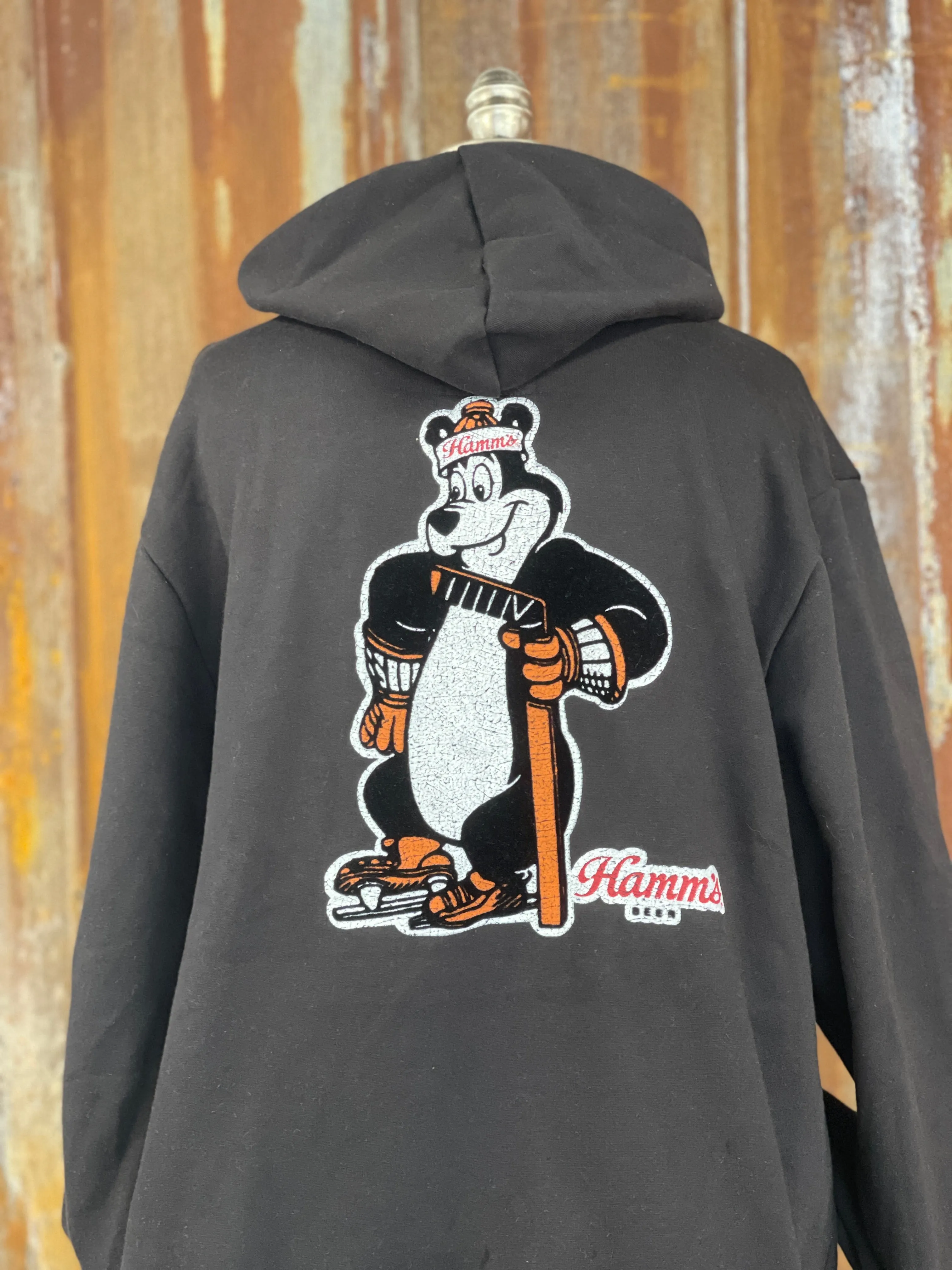 Hamm's Hockey Bear Hoodie- Classic Black CLEARANCE