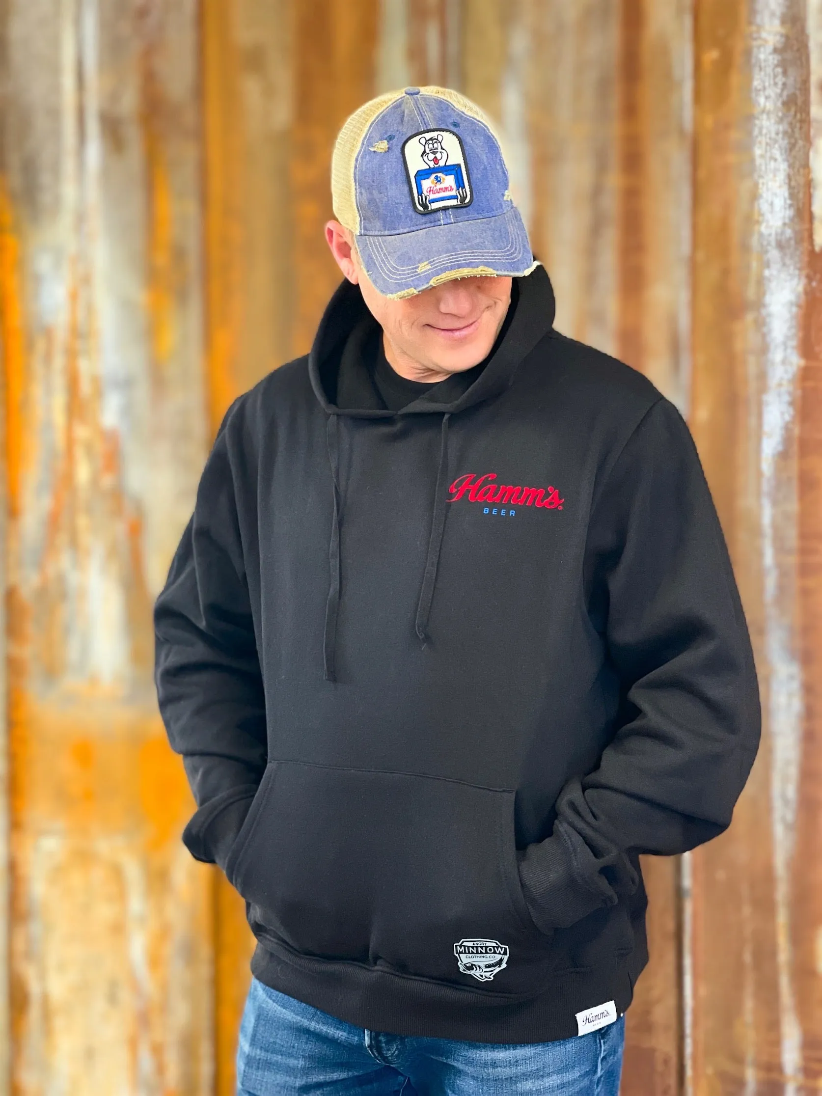 Hamm's Hockey Bear Hoodie- Classic Black CLEARANCE