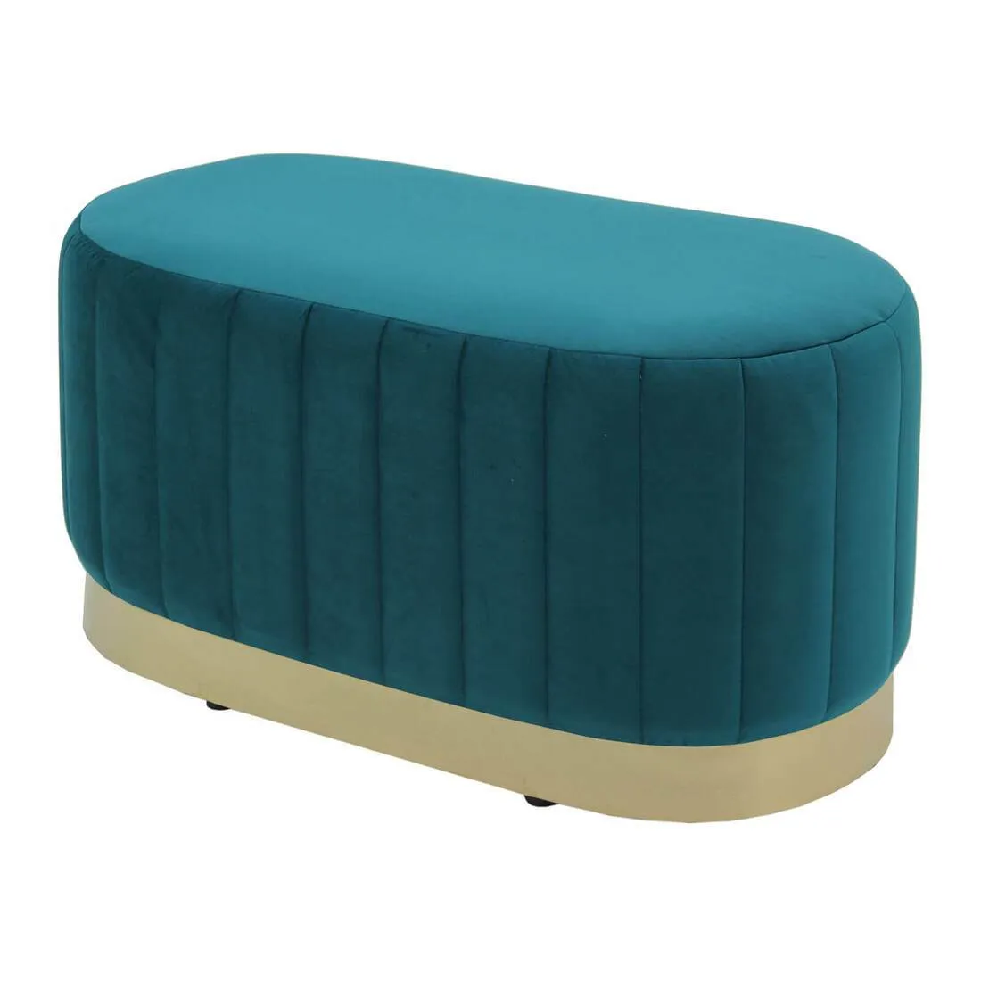 Hodge and Hodge Aurora Velvet Oval Ottoman Seat Gold Base