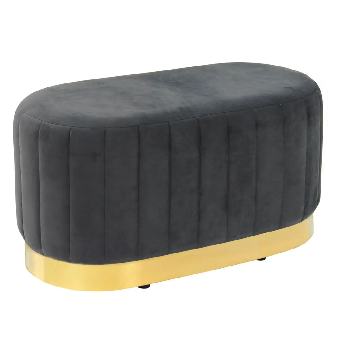 Hodge and Hodge Aurora Velvet Oval Ottoman Seat Gold Base