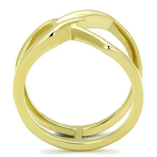 IP Gold(Ion Plating) Stainless Steel Ring with No Stone for Women Style TK1717